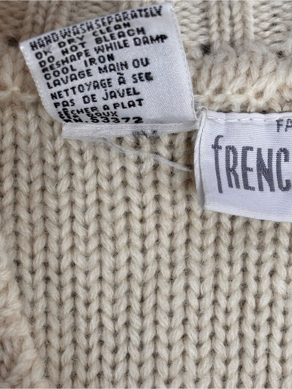VINTAGE French Connection Cream Floral Embroidery Cottagecore Cardigan Sweater L - Picture 7 of 10